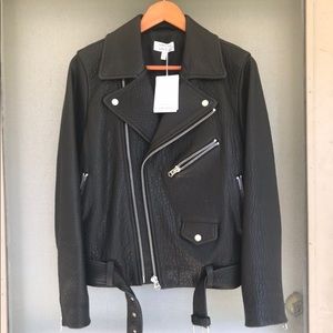 & Other Stories Black Leather Moto Jacket